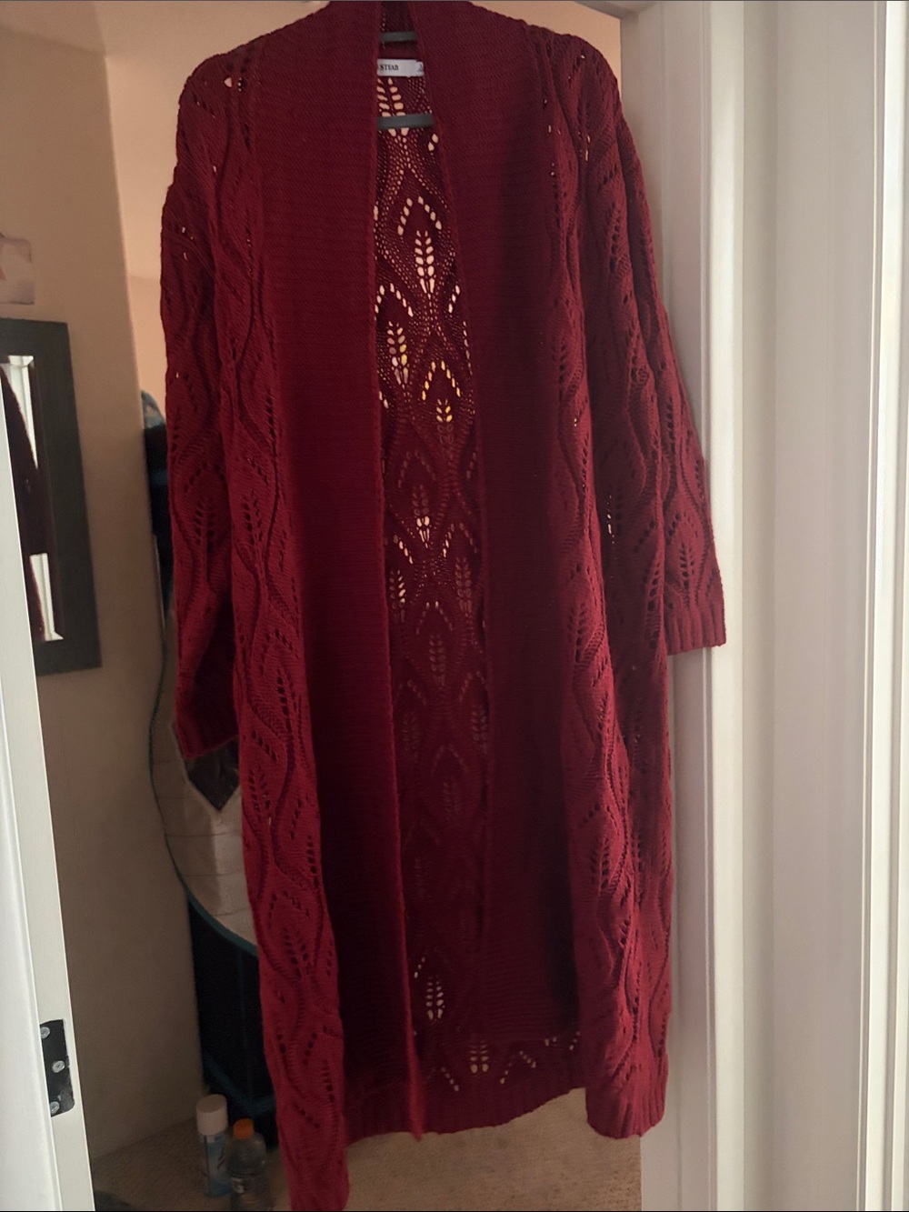 Elegant Red Women's Cardigan Sweater